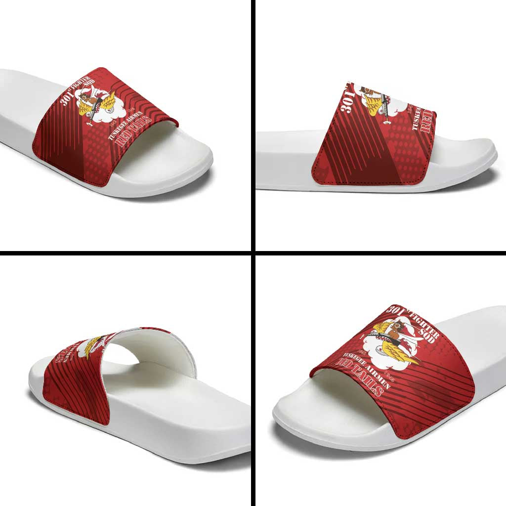 Tuskegee Airmen Red Tails Slide Sandals 301st Fighter Squadron - Red