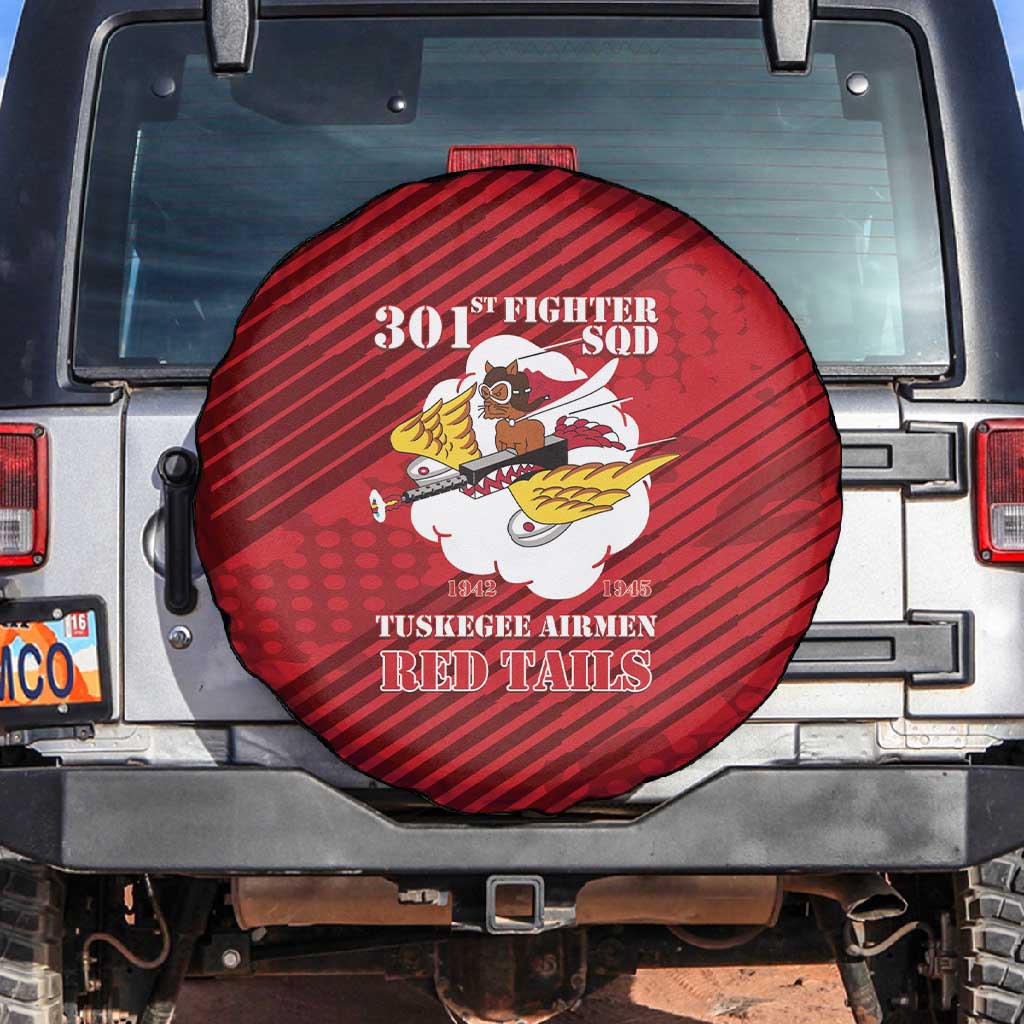 301st Fighter Squadron WWII Spare Tire Cover Red Tails Heritage - Red - African Pride