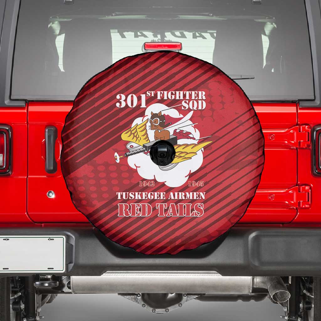 301st Fighter Squadron WWII Spare Tire Cover Red Tails Heritage - Red - African Pride