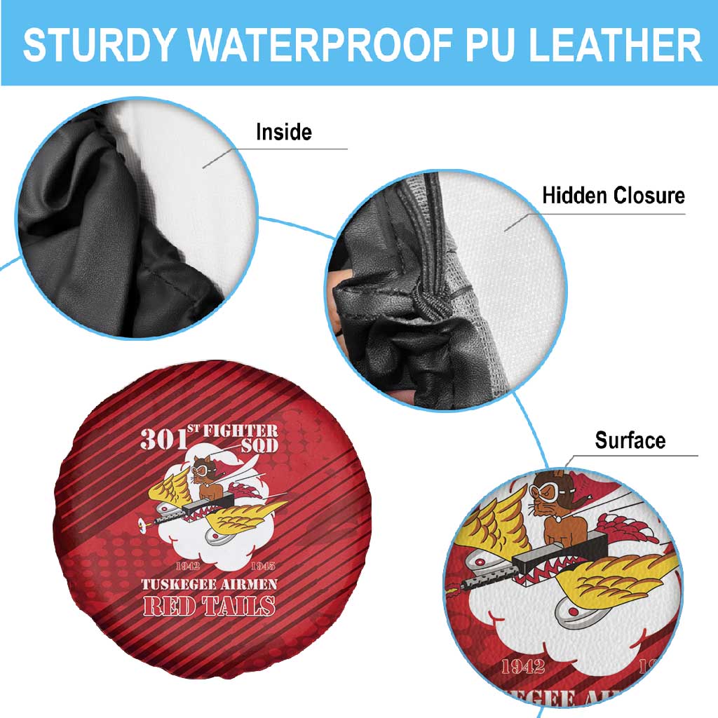 301st Fighter Squadron WWII Spare Tire Cover Red Tails Heritage - Red - African Pride