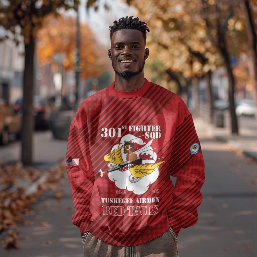 Personalized 301st Fighter Squadron WWII Sweatshirt Red Tails Heritage - Red - African Pride