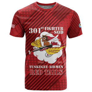 Personalized 301st Fighter Squadron WWII T shirt Red Tails Heritage - Red - African Pride