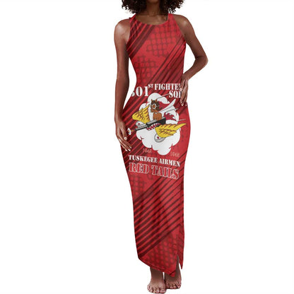Personalized 301st Fighter Squadron WWII Tank Maxi Dress Red Tails Heritage - Red - African Pride