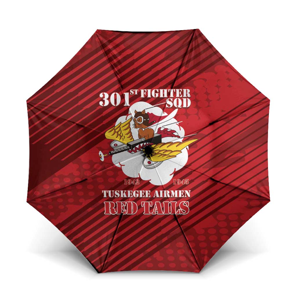Tuskegee Airmen Red Tails Umbrella 301st Fighter Squadron - Red