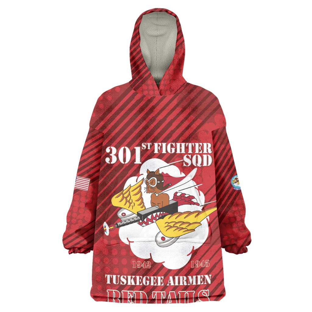 Personalized 301st Fighter Squadron WWII Wearable Blanket Hoodie Red Tails Heritage - Red - African Pride