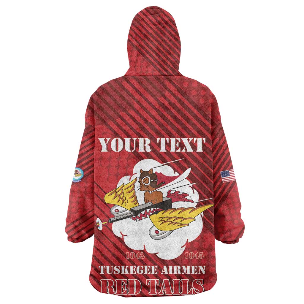 Personalized 301st Fighter Squadron WWII Wearable Blanket Hoodie Red Tails Heritage - Red - African Pride