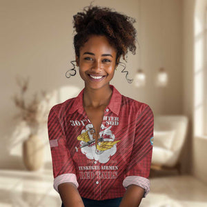 Personalized 301st Fighter Squadron WWII Women Casual Shirt Red Tails Heritage - Red - African Pride