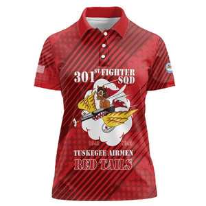 Personalized 301st Fighter Squadron WWII Women Polo Shirt Red Tails Heritage - Red - African Pride