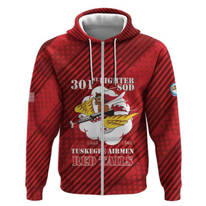 Personalized 301st Fighter Squadron WWII Zip Hoodie Red Tails Heritage - Red - African Pride