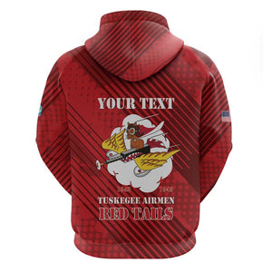Personalized 301st Fighter Squadron WWII Zip Hoodie Red Tails Heritage - Red - African Pride