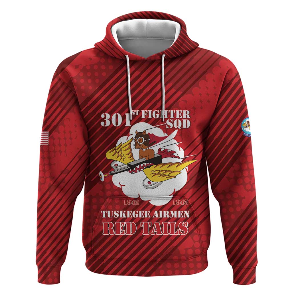 Personalized 301st Fighter Squadron WWII Zip Hoodie Red Tails Heritage - Red - African Pride