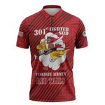 Personalized Tuskegee Airmen Red Tails Zipper Polo Shirt 301st Fighter Squadron - Red