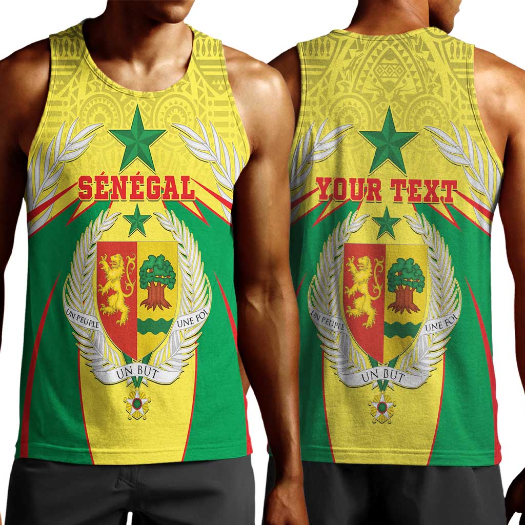 Personalised Afro Senegal Men Tank Top Coat Of Arms Mix African Pattern