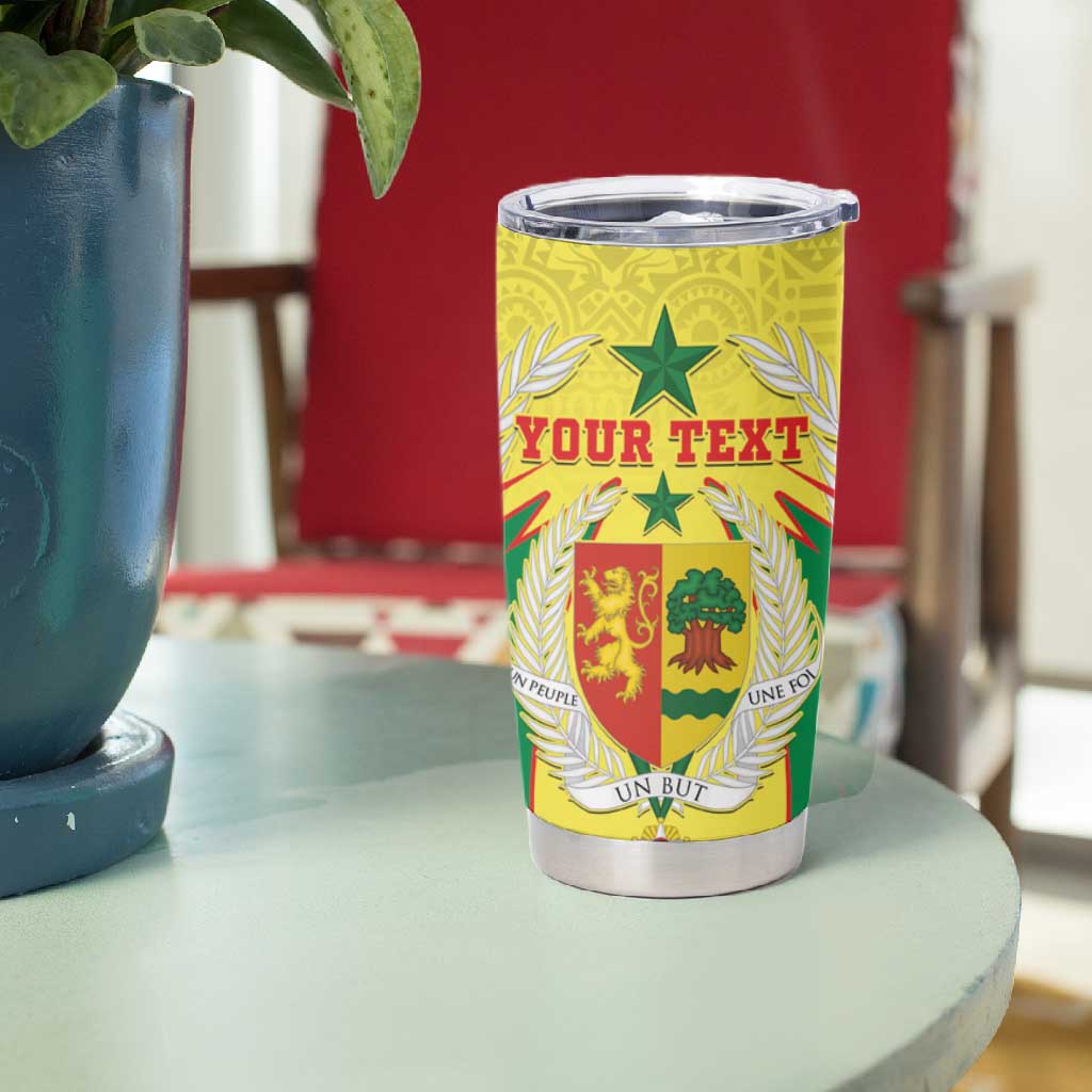 Personalised Afro Senegal Tumbler Cup Coat Of Arms Mix African Pattern
