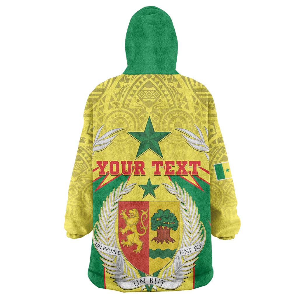 Personalised Afro Senegal Wearable Blanket Hoodie Coat Of Arms Mix African Pattern