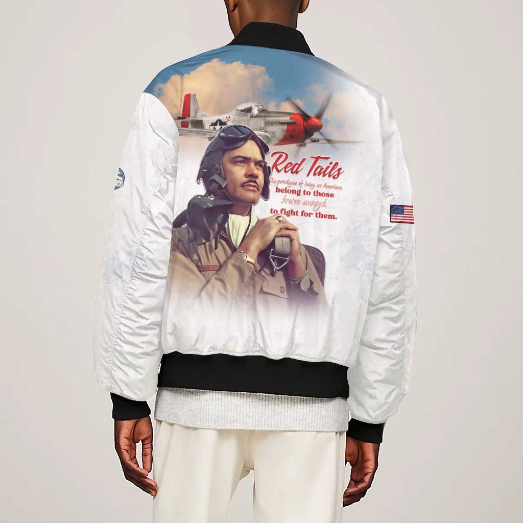 Sky Leaders of WWII Bomber Jacket Red Tails Tuskegee Tribute - African Pride