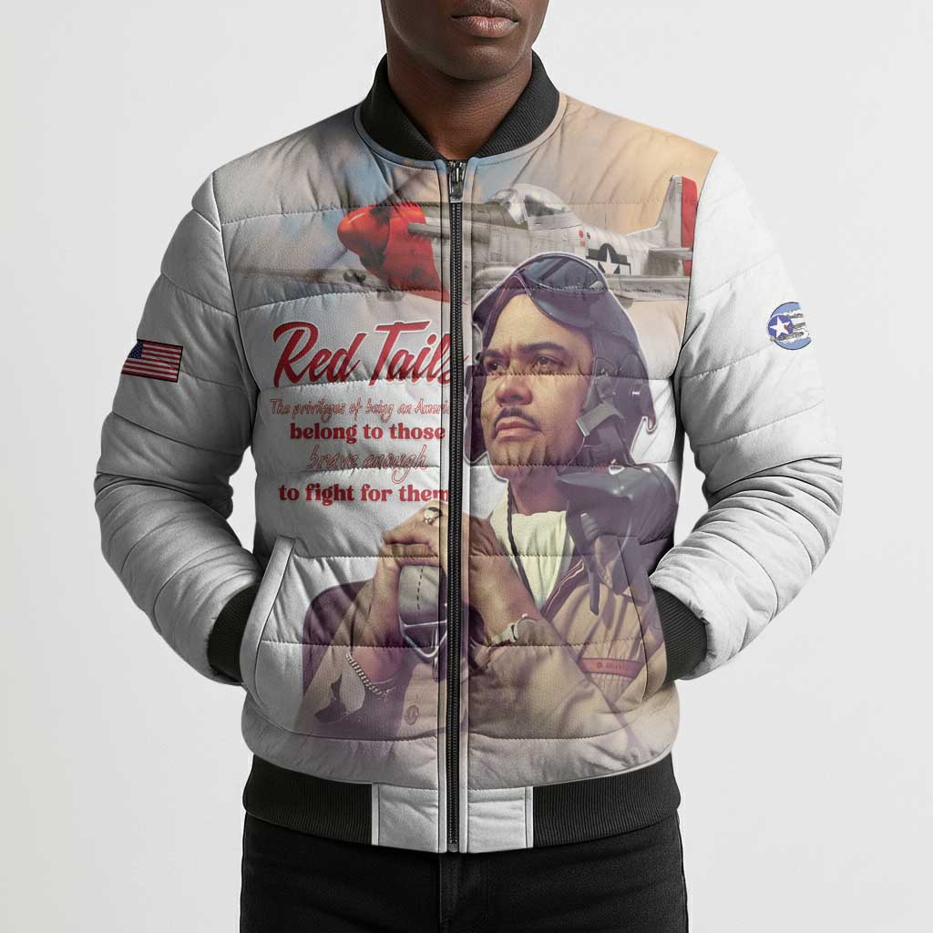 Tuskegee Airmen Red Tails Bomber Puffer Jacket Brave Enough to Fight