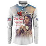 Tuskegee Airmen Red Tails Button Sweatshirt Brave Enough to Fight