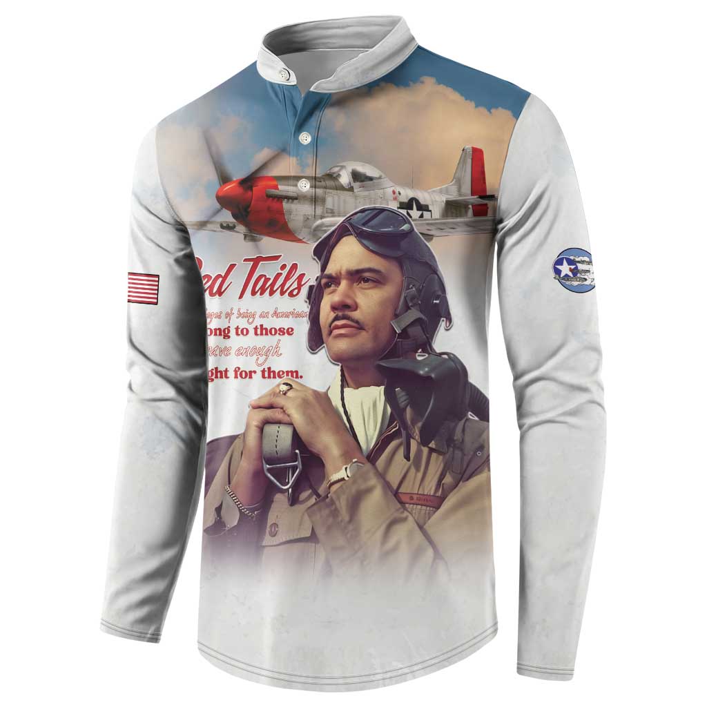 Tuskegee Airmen Red Tails Button Sweatshirt Brave Enough to Fight