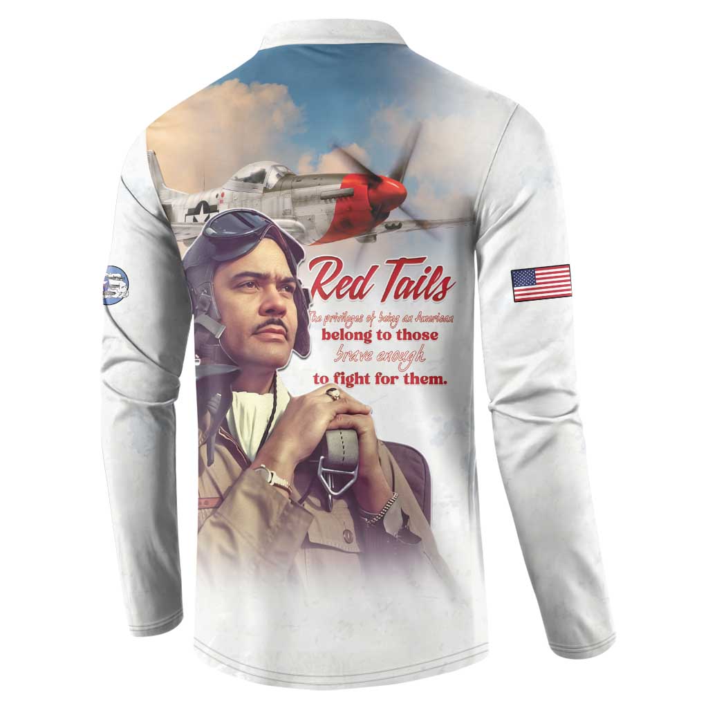 Tuskegee Airmen Red Tails Button Sweatshirt Brave Enough to Fight
