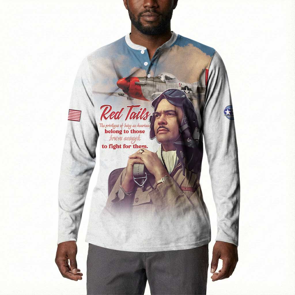 Tuskegee Airmen Red Tails Button Sweatshirt Brave Enough to Fight