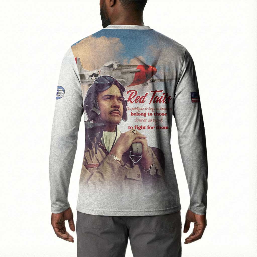 Tuskegee Airmen Red Tails Button Sweatshirt Brave Enough to Fight