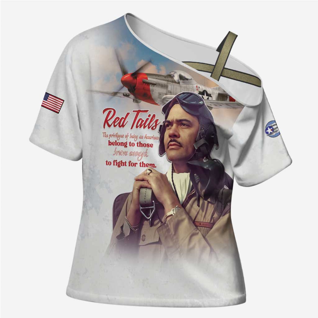 Tuskegee Airmen Red Tails Cross Shoulder Shirt Brave Enough to Fight