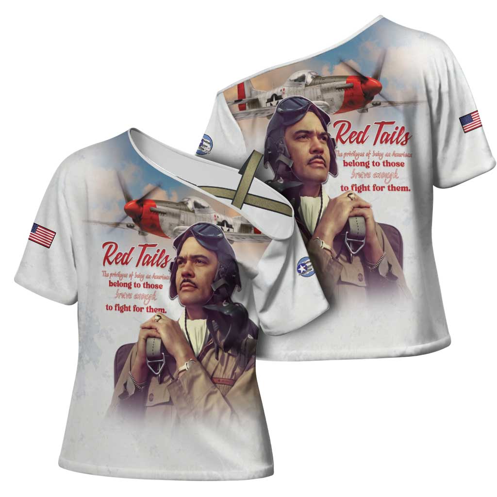 Tuskegee Airmen Red Tails Cross Shoulder Shirt Brave Enough to Fight