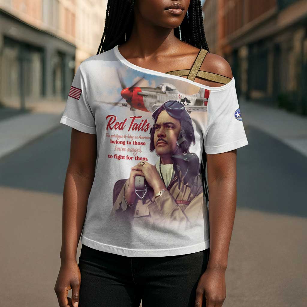 Tuskegee Airmen Red Tails Cross Shoulder Shirt Brave Enough to Fight