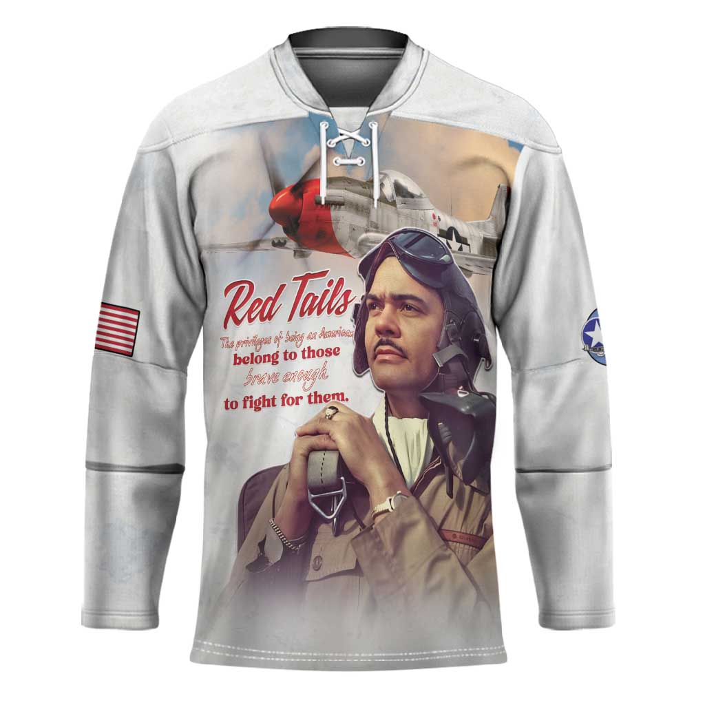 Tuskegee Airmen Red Tails Hockey Jersey Brave Enough to Fight