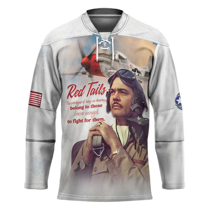 Tuskegee Airmen Red Tails Hockey Jersey Brave Enough to Fight