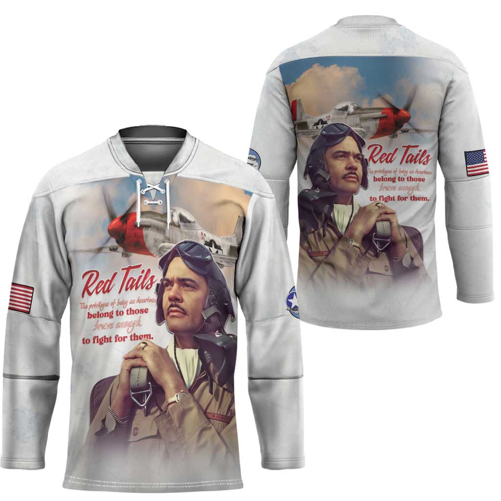 Tuskegee Airmen Red Tails Hockey Jersey Brave Enough to Fight