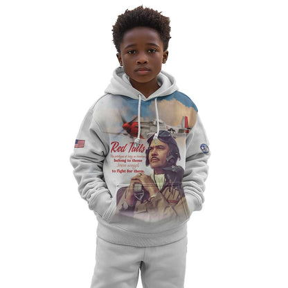 Sky Leaders of WWII Kid Hoodie Red Tails Tuskegee Tribute - African Pride