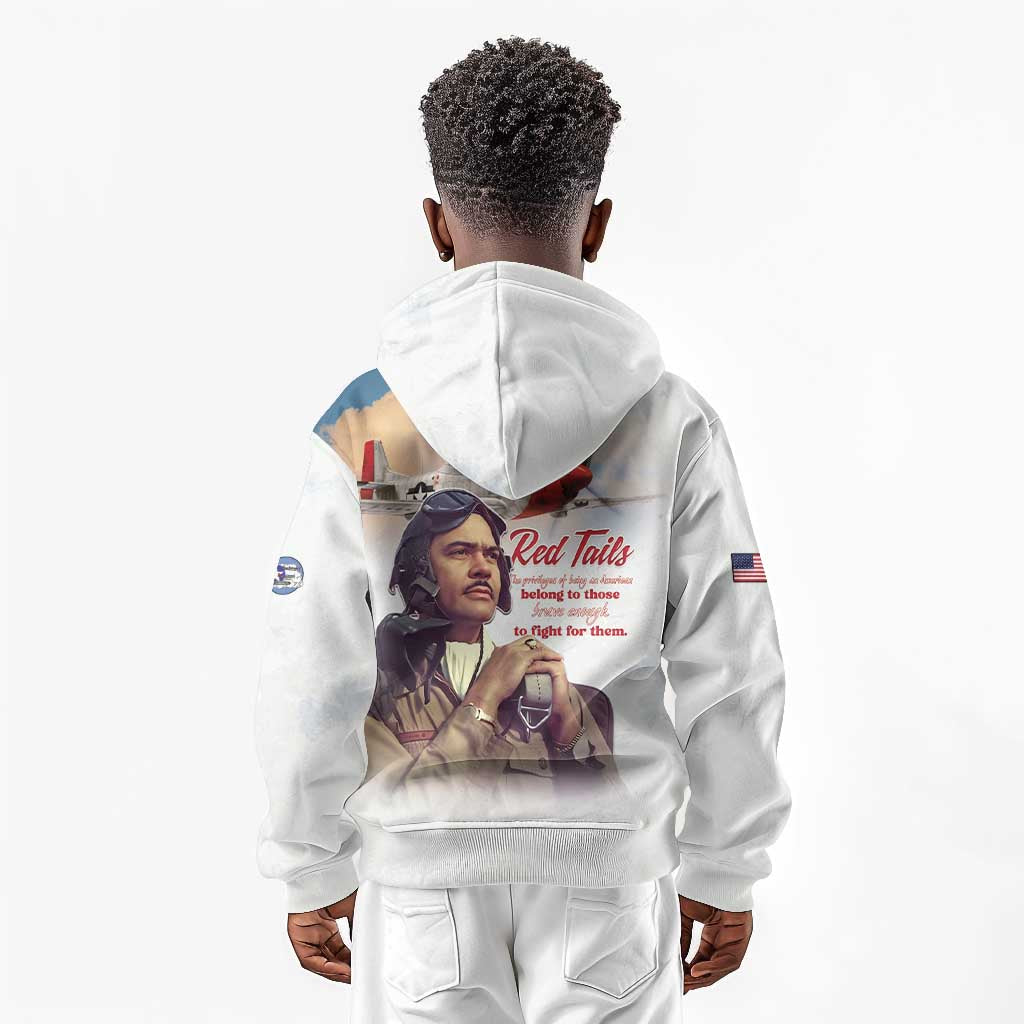 Sky Leaders of WWII Kid Hoodie Red Tails Tuskegee Tribute - African Pride