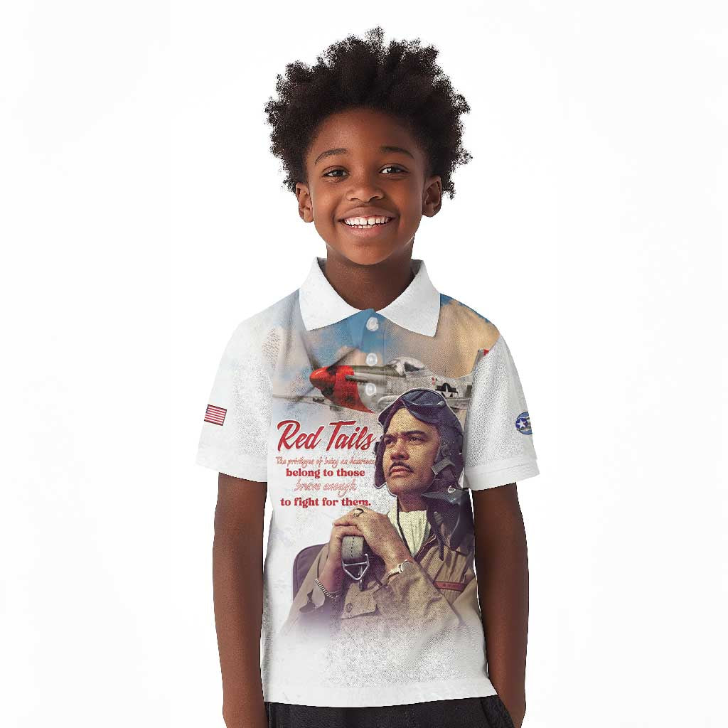 Sky Leaders of WWII Kid Polo Shirt Red Tails Tuskegee Tribute - African Pride