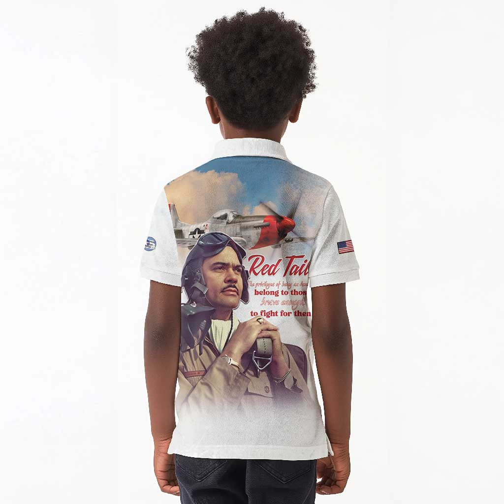 Sky Leaders of WWII Kid Polo Shirt Red Tails Tuskegee Tribute - African Pride