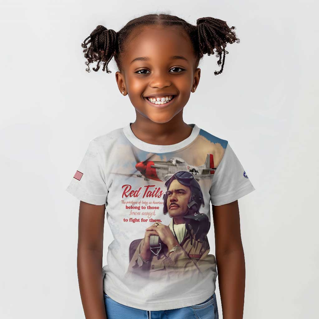 Sky Leaders of WWII Kid T shirt Red Tails Tuskegee Tribute - African Pride