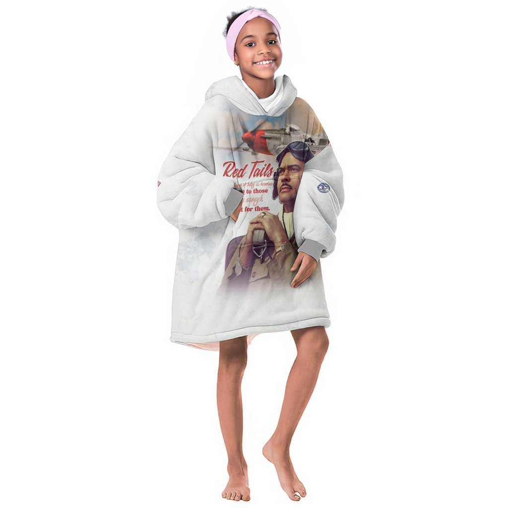 Sky Leaders of WWII Kid Wearable Blanket Hoodie Red Tails Tuskegee Tribute - African Pride
