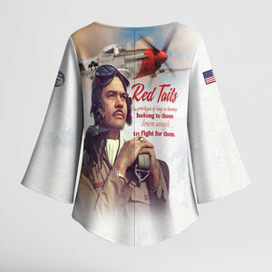 Tuskegee Airmen Red Tails Kimono Sleeve Blouse Brave Enough to Fight