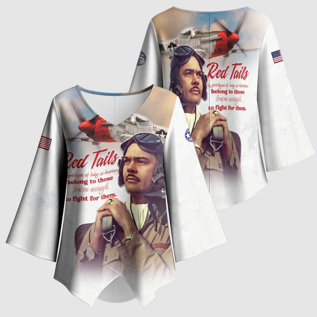 Tuskegee Airmen Red Tails Kimono Sleeve Blouse Brave Enough to Fight