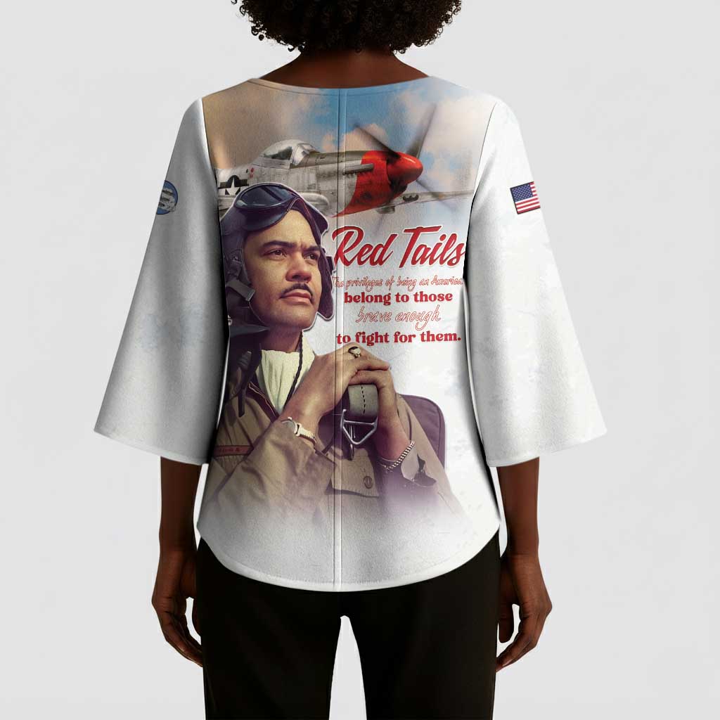 Tuskegee Airmen Red Tails Kimono Sleeve Blouse Brave Enough to Fight