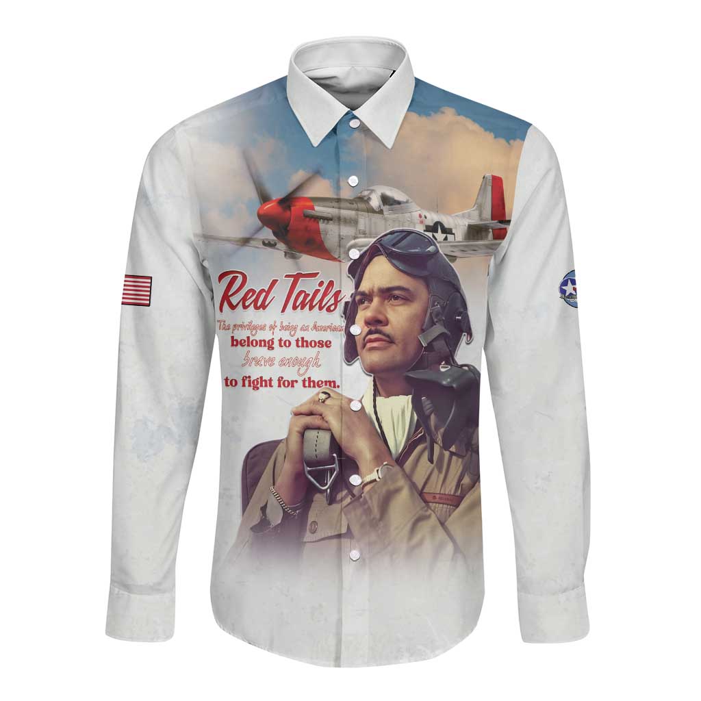 Sky Leaders of WWII Long Sleeve Button Shirt Red Tails Tuskegee Tribute - African Pride