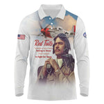Sky Leaders of WWII Long Sleeve Polo Shirt Red Tails Tuskegee Tribute - African Pride