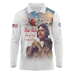 Sky Leaders of WWII Long Sleeve Polo Shirt Red Tails Tuskegee Tribute - African Pride