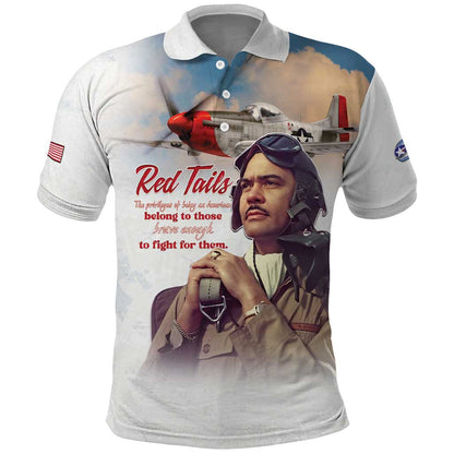 Sky Leaders of WWII Polo Shirt Red Tails Tuskegee Tribute - African Pride