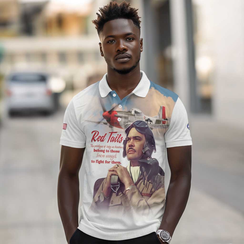 Sky Leaders of WWII Polo Shirt Red Tails Tuskegee Tribute - African Pride