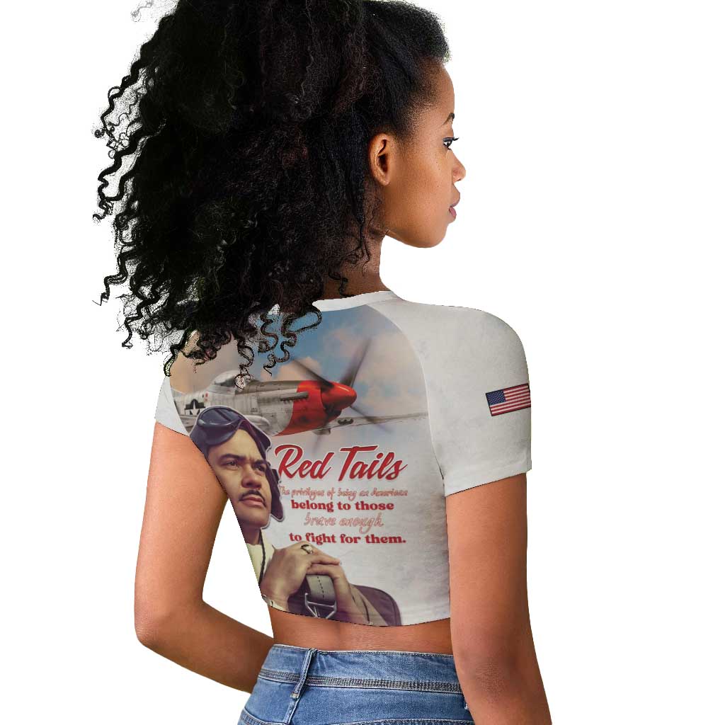 Sky Leaders of WWII Raglan Cropped T shirt Red Tails Tuskegee Tribute - African Pride