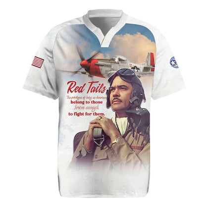 Sky Leaders of WWII Rugby Jersey Red Tails Tuskegee Tribute - African Pride