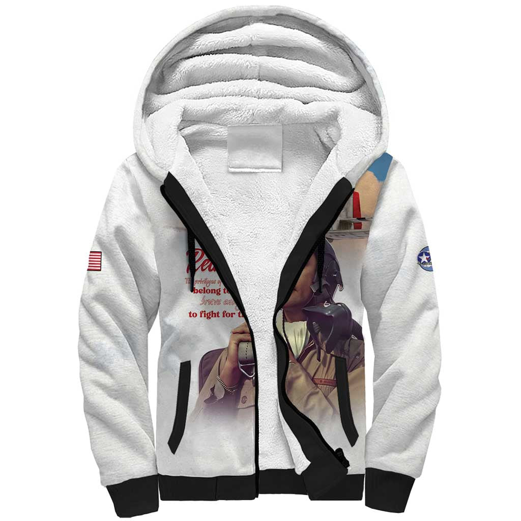 Sky Leaders of WWII Sherpa Hoodie Red Tails Tuskegee Tribute - African Pride