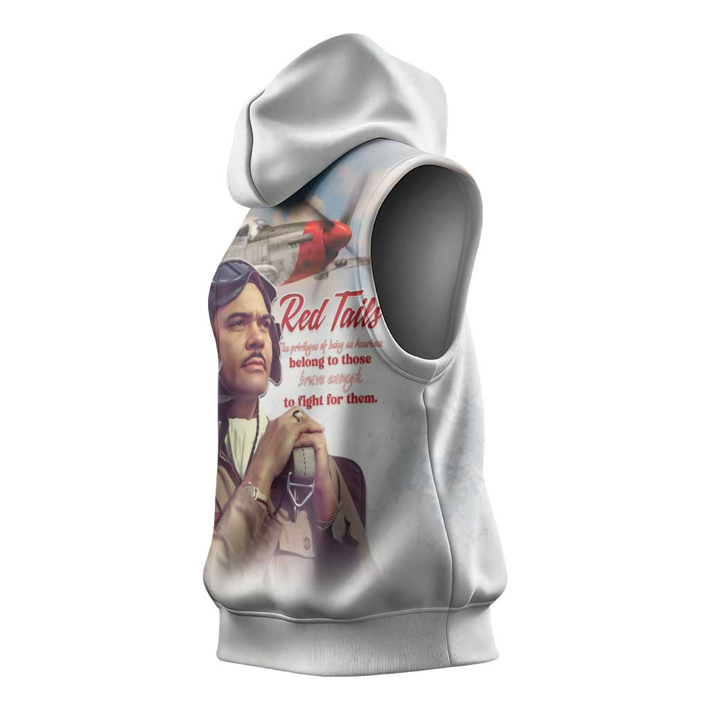 Sky Leaders of WWII Sleeveless Hoodie Red Tails Tuskegee Tribute - African Pride